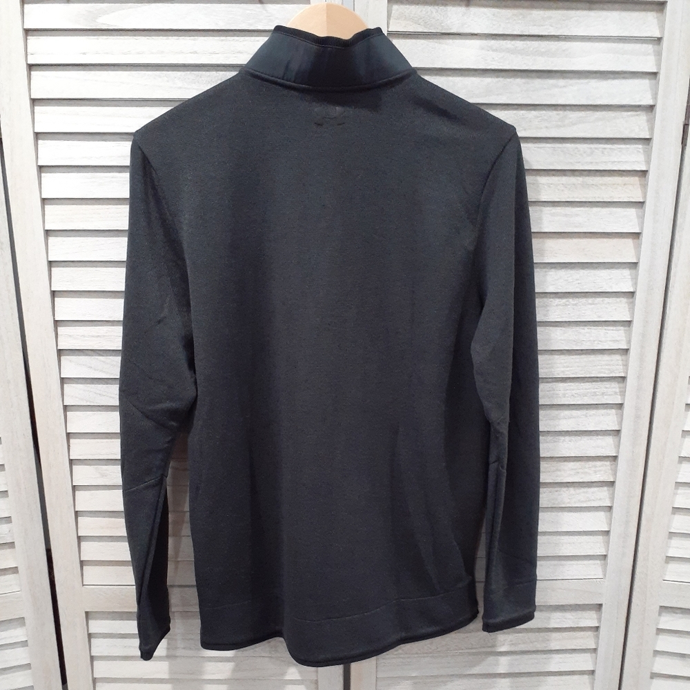 UNDER ARMOUR MENS STORM SWEATER FLEECE HEATHER SNAP MOCK SHIRT BLACK - Picture 3 of 9